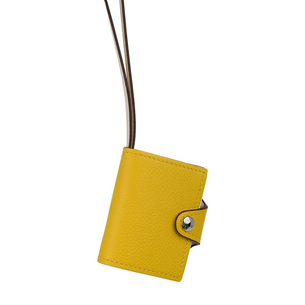 Hermes Ulysse Nano Bag Charm Jaune de Naples/ Nata Palladium New w/Box